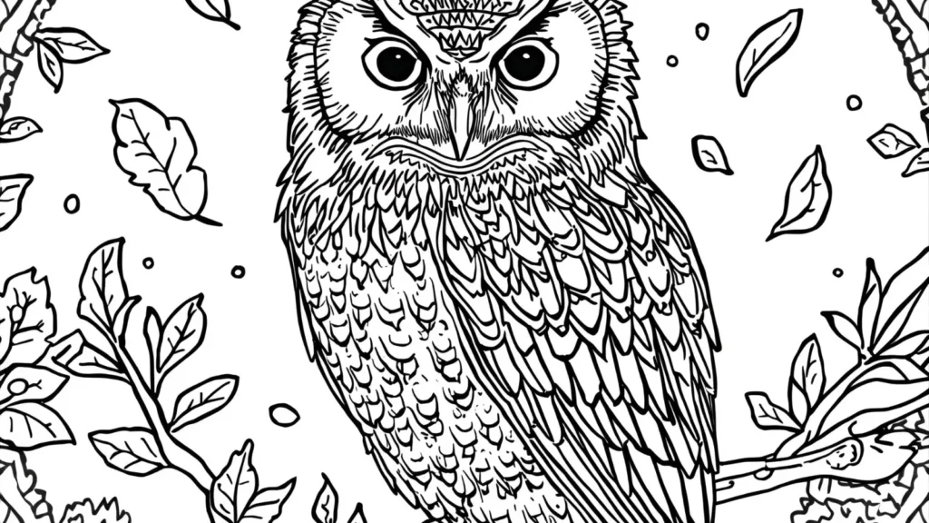 Autumn Owl Coloring Pages