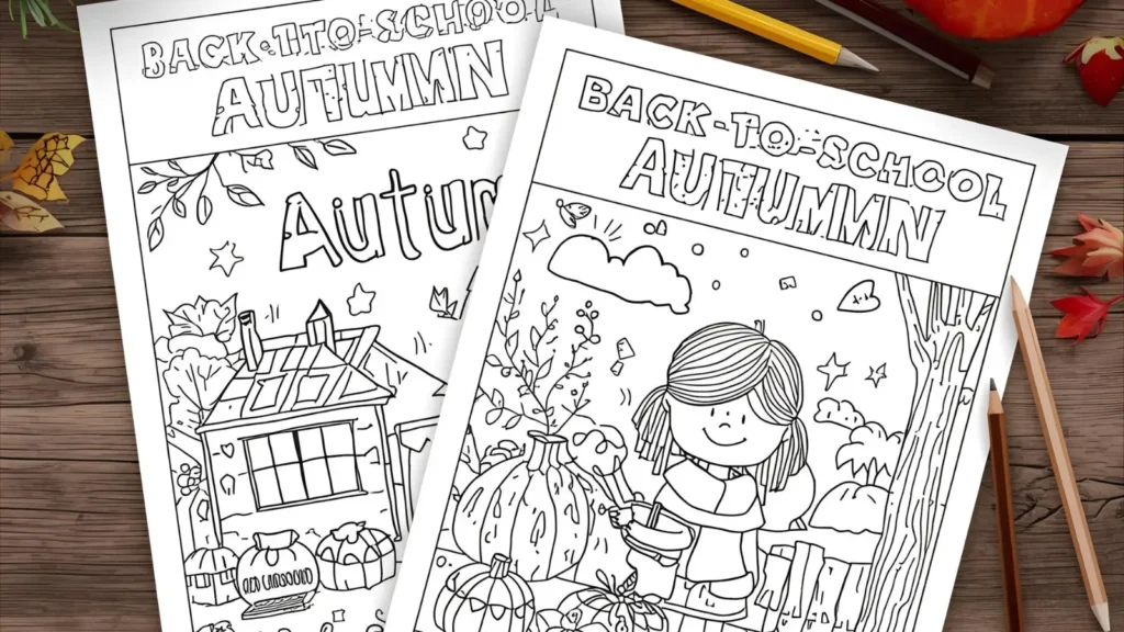 Back-to-School Autumn Coloring Pages 