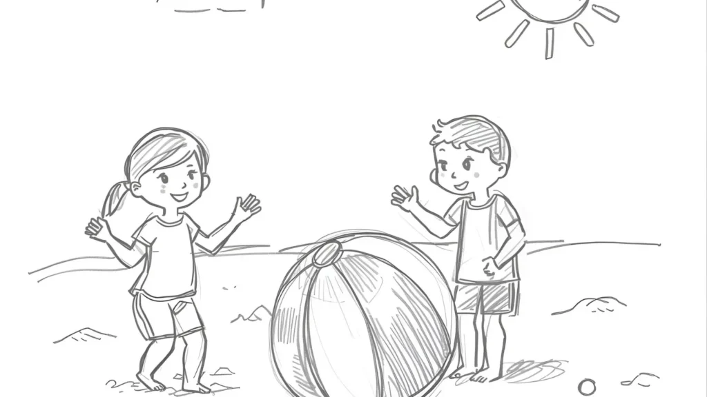 Beach Ball Fun Coloring Pages