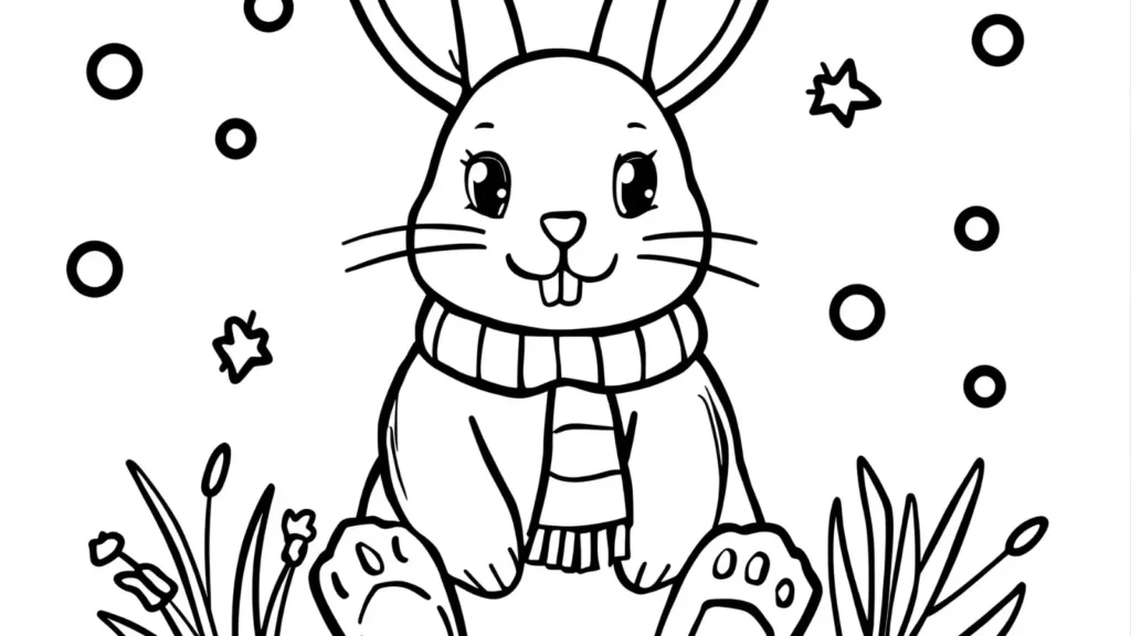 🧣 Winter Bunny Coloring Pages