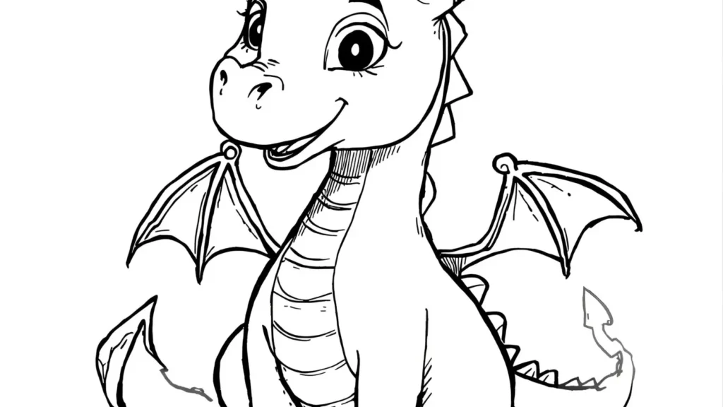 Cartoon Dragon Coloring Page 😄