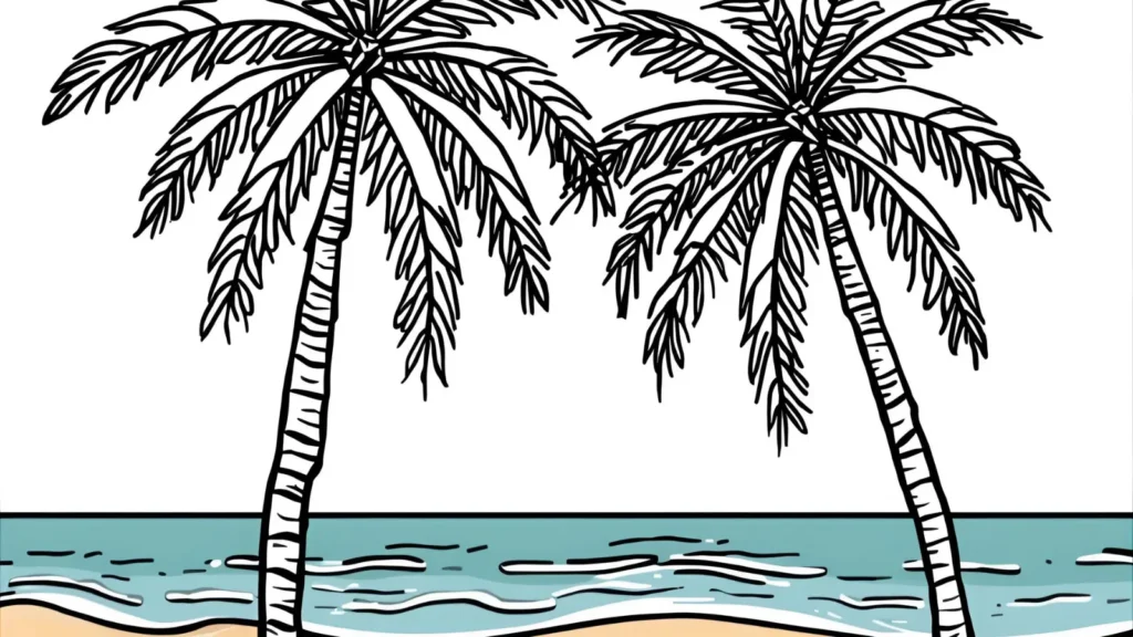 Coconut Tree Coloring Pages
