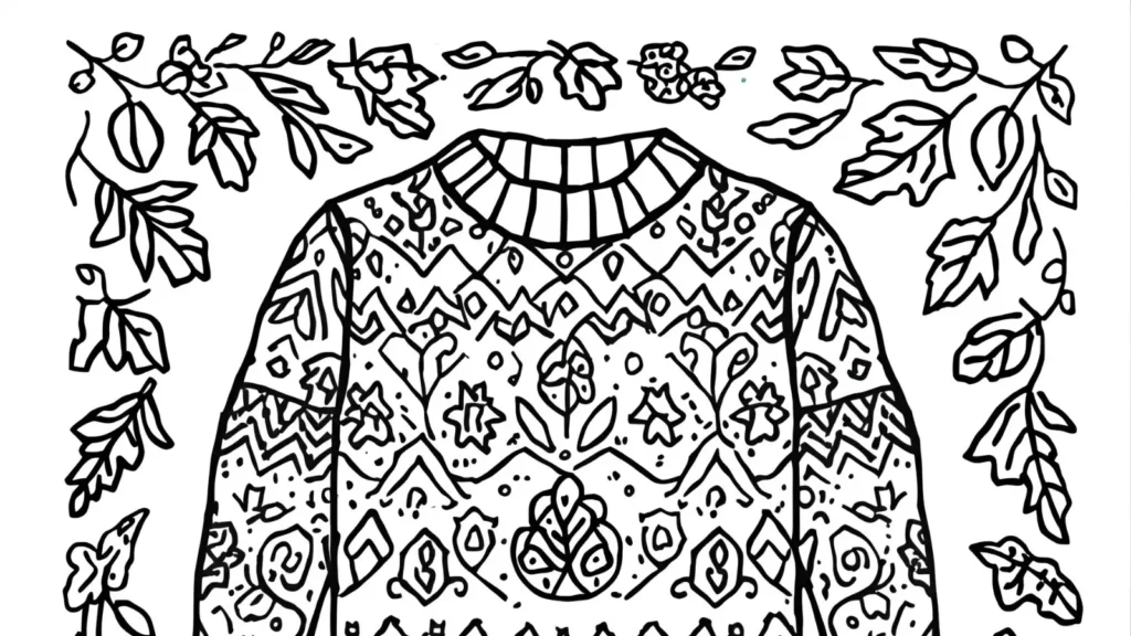 Cozy Sweater Autumn Coloring Pages