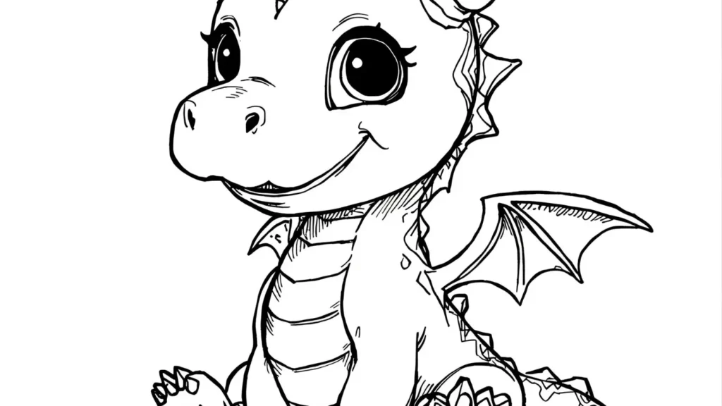 Cute Chibi Dragon Coloring Page