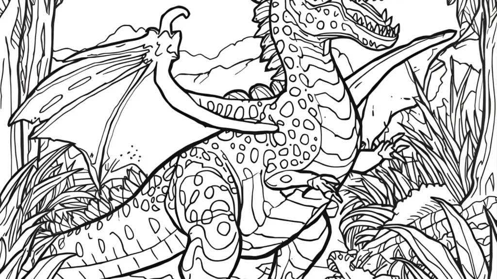 Dinosaur-Style Dragon Coloring Page