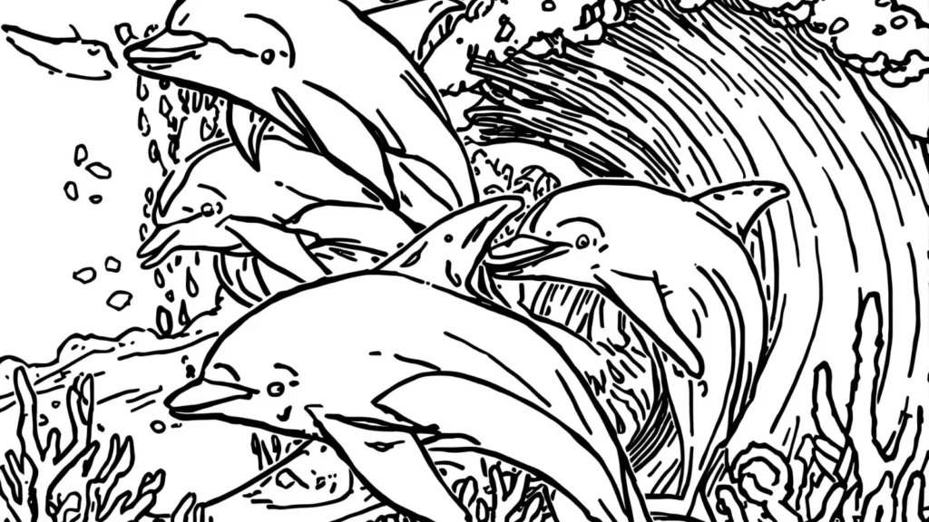 Dolphin Splash Coloring Pages 