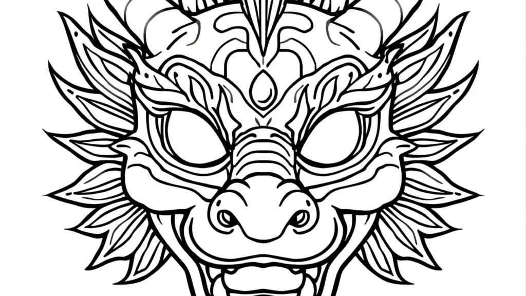 Dragon Mask Coloring Page