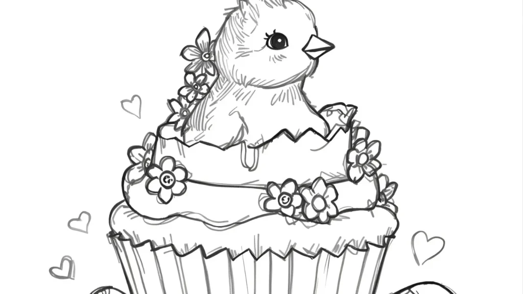 Easter Cupcake Coloring Pages