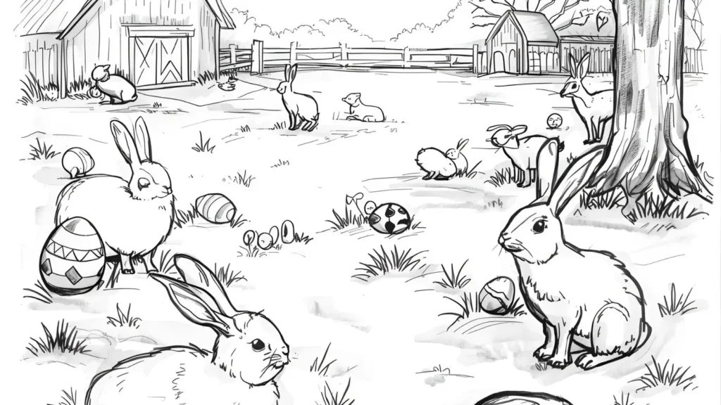 Easter Farmyard Coloring Pages