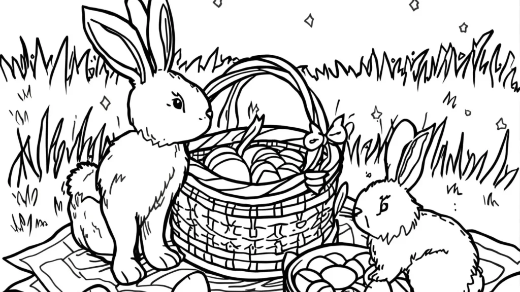 Easter Picnic Coloring Pages
