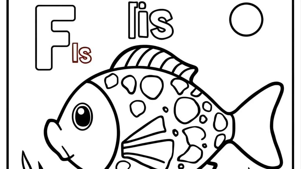 F is for Fish Alphabet Coloring Pages 