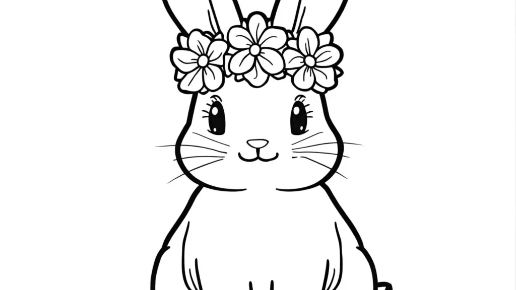 Flower Crown Bunny Coloring Pages