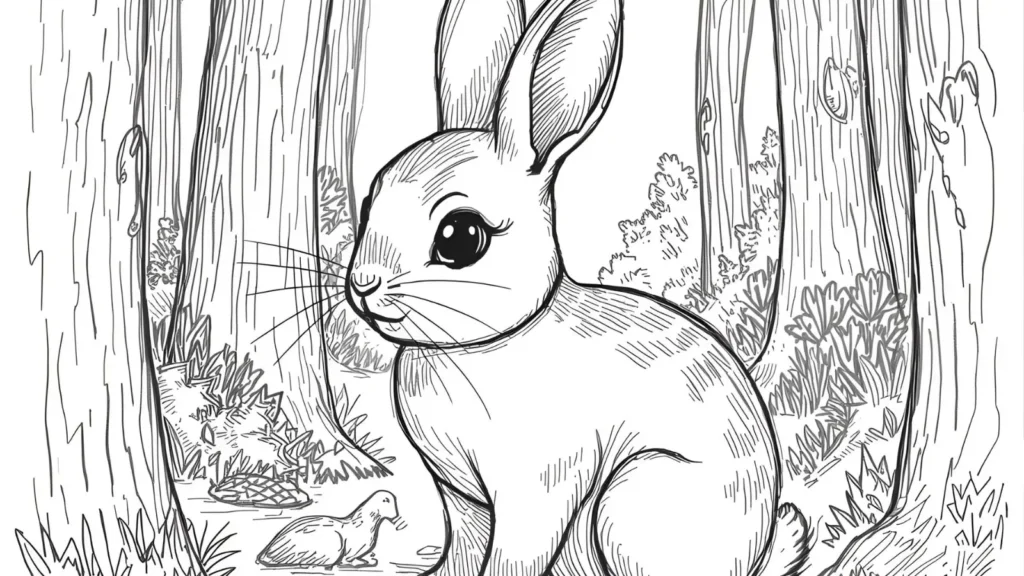 Forest Bunny Coloring Pages