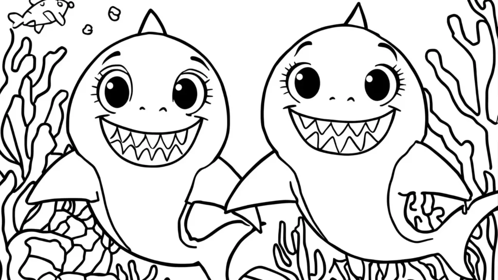 Funny Shark Coloring Pages