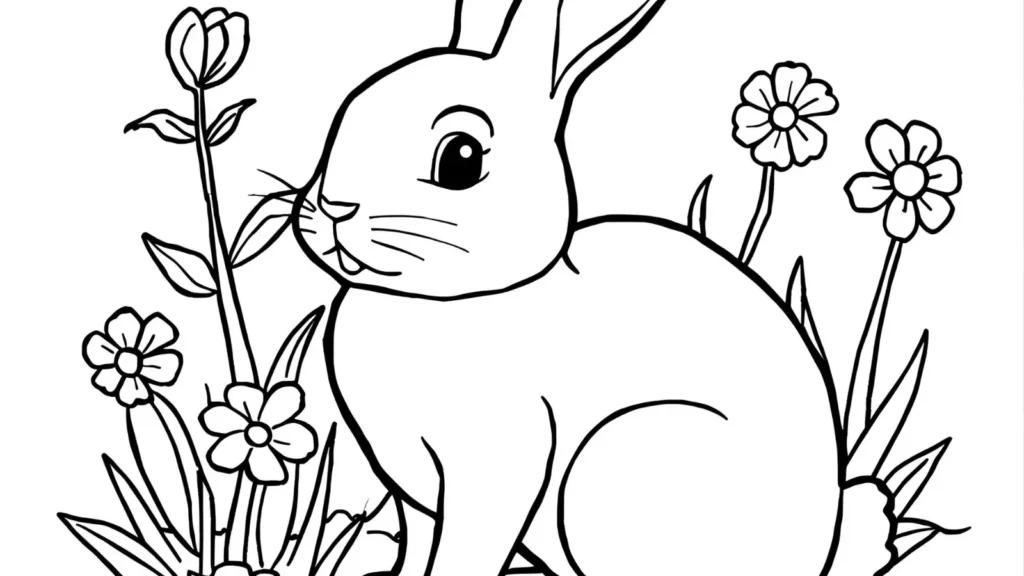 Garden Bunny Coloring Pages