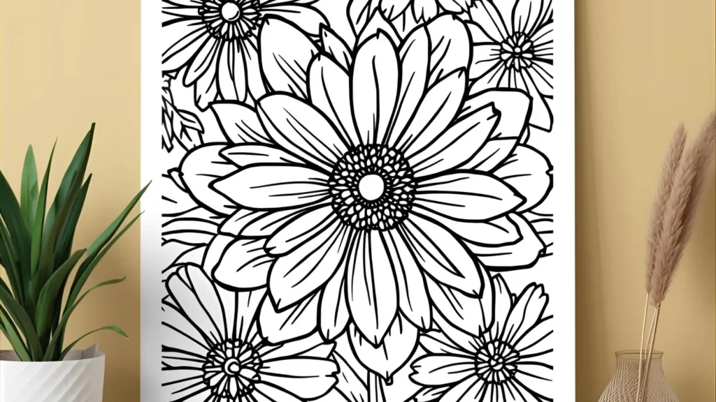 Giant Flower Coloring Pages