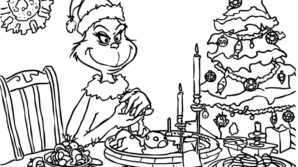 Grinch Christmas Dinner Coloring Page