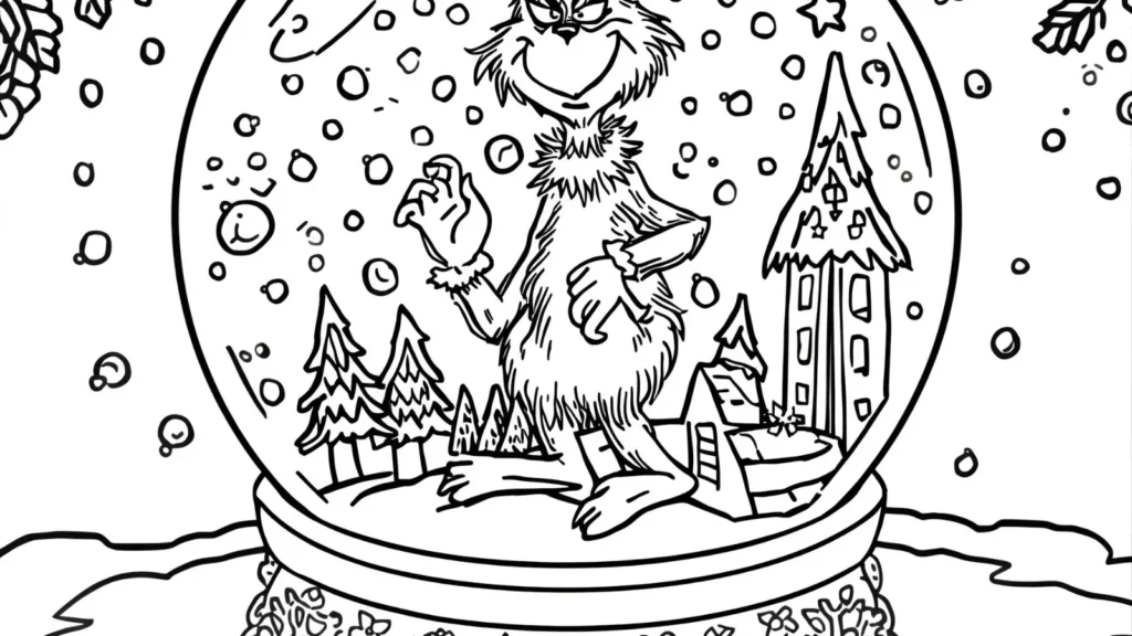  Grinch Snow Globe Coloring Page