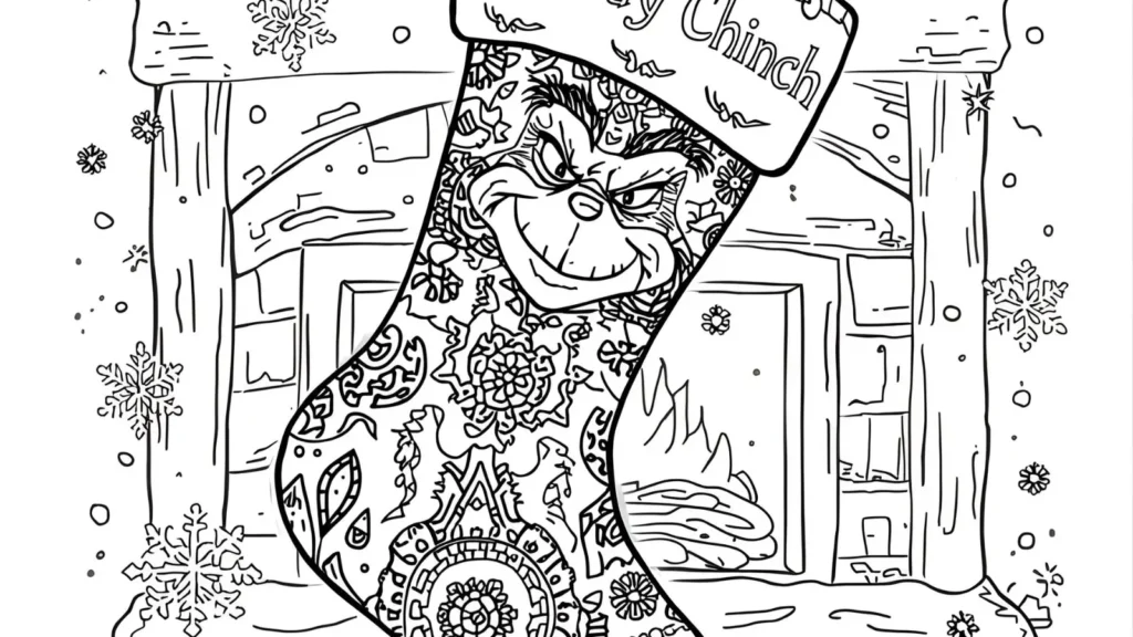 Grinch Stocking Coloring Page