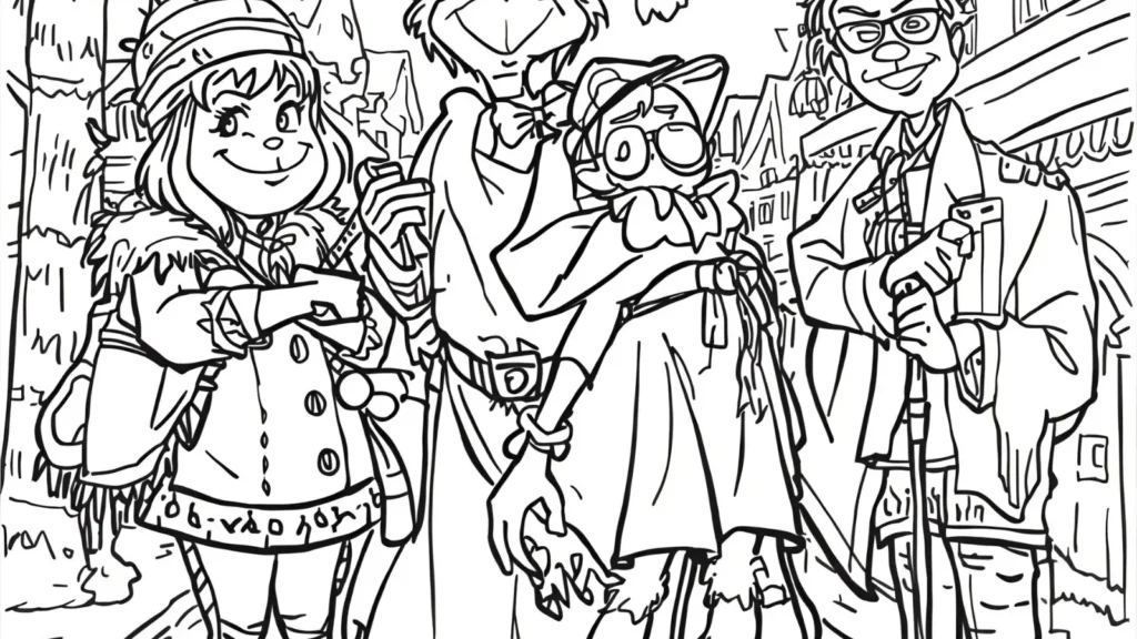 Grinch in Whoville Parade Coloring Page