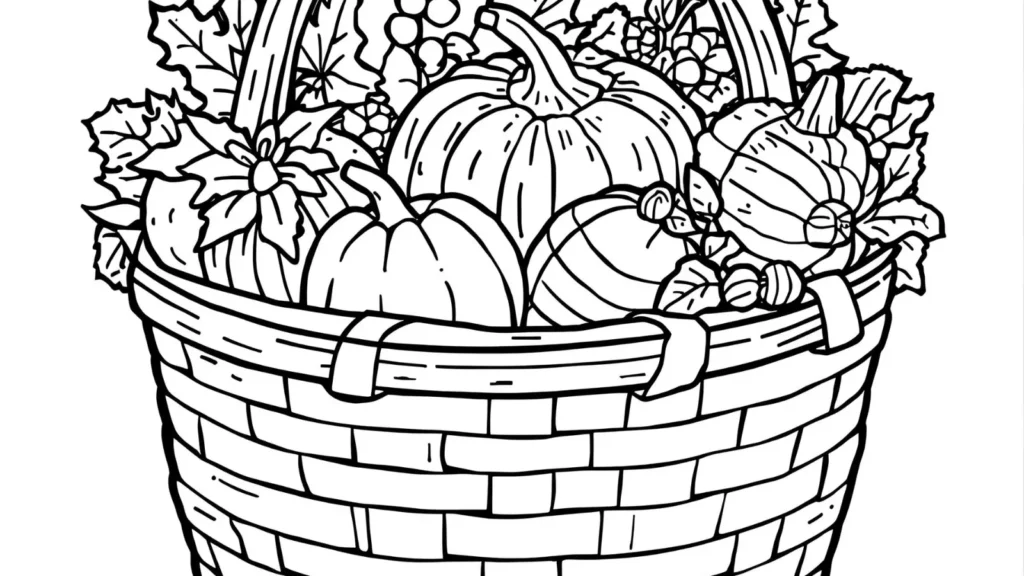 Harvest Basket Autumn Coloring Pages