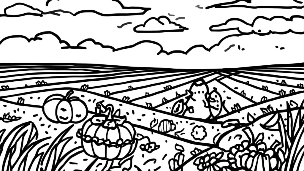 Harvest Field Autumn Coloring Pages