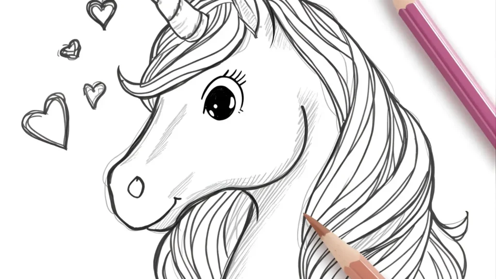 Heart-Themed Unicorn Coloring Pages Printable