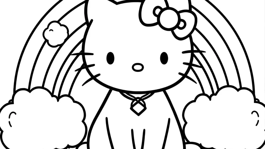 Hello Kitty Rainbow Coloring Pages