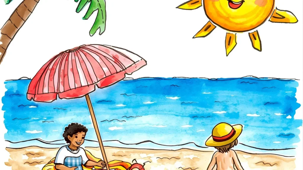 Hello Kitty Summer Coloring Pages