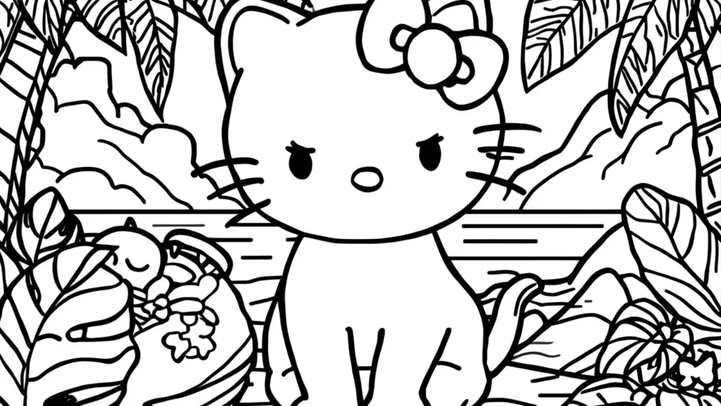 Hello Kitty Vacation Coloring Pages