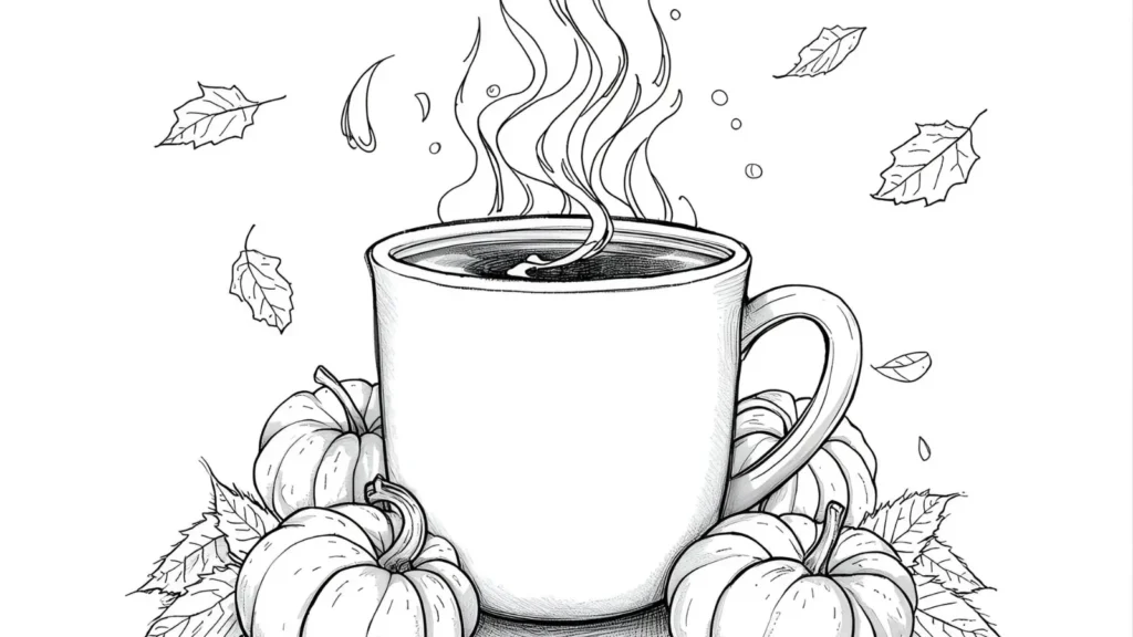 Hot Cocoa Autumn Coloring Pages