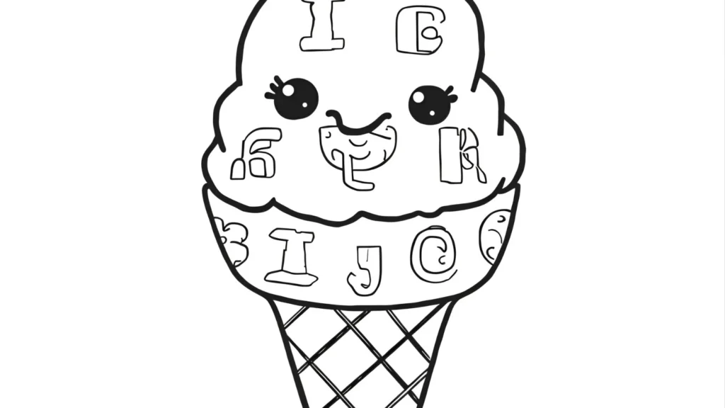I is for Ice Cream Alphabet Coloring Pages