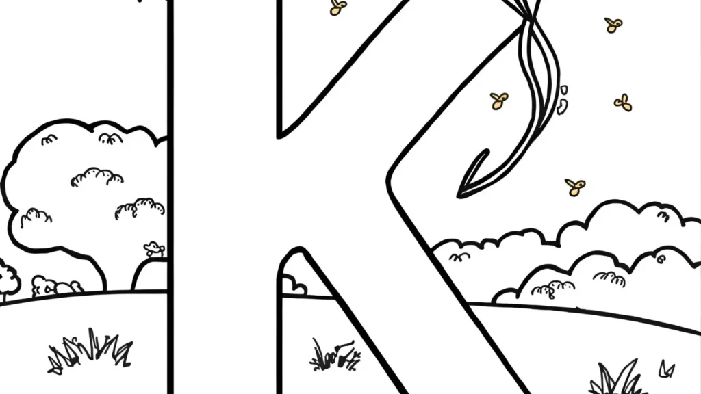 K is for Kite Alphabet Coloring Pages 