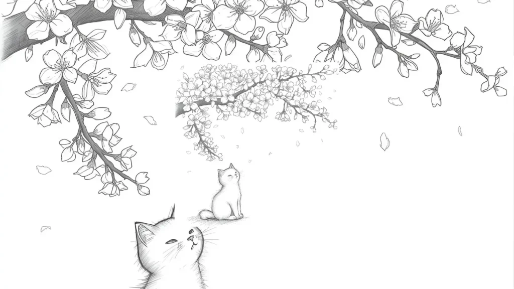  Kitty Cherry Blossom Coloring Pages