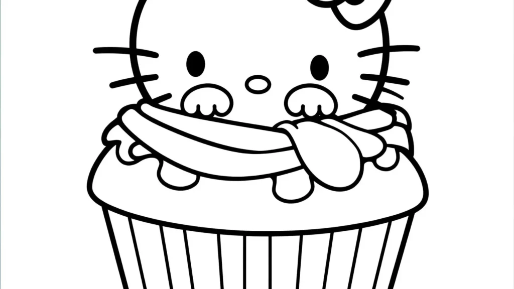 Kitty Cupcake Coloring Pages