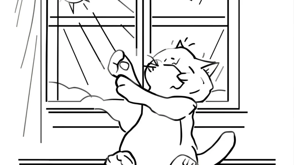 Kitty Morning Routine Coloring Pages