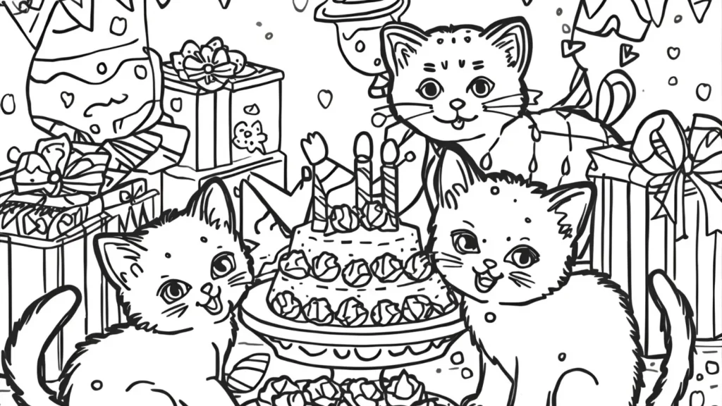 Kitty Party Coloring Pages