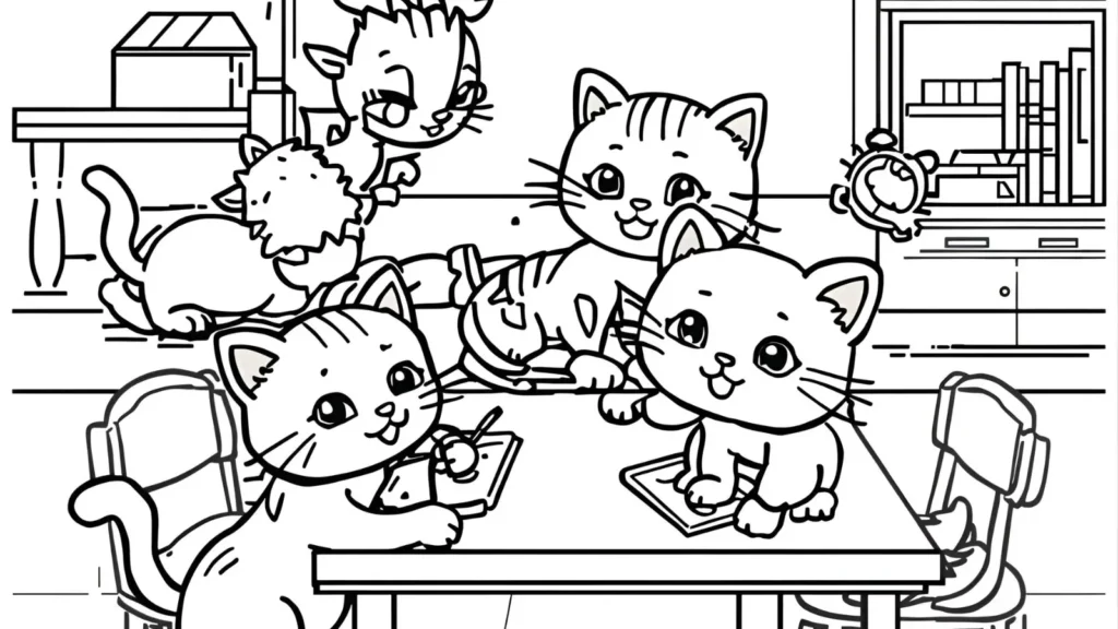 Kitty School Coloring Pages