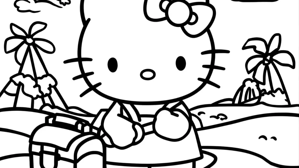 Kitty Travel Coloring Pages