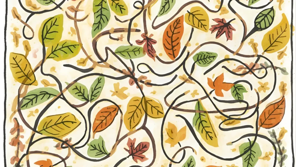 Leaf Maze Autumn Coloring Pages