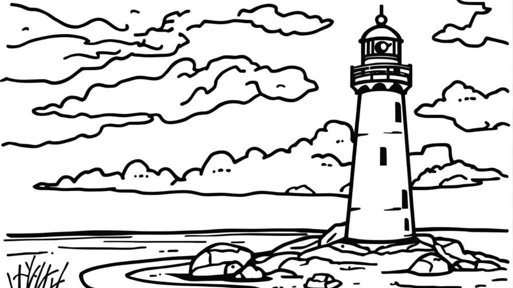 Lighthouse Beach Coloring Pages