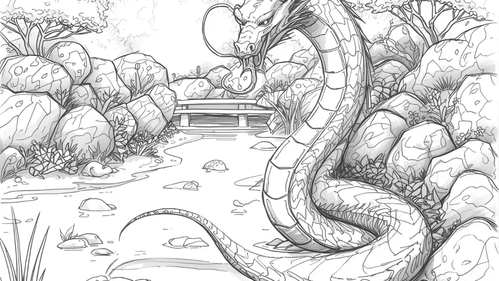 Long Serpent Dragon Coloring Page
