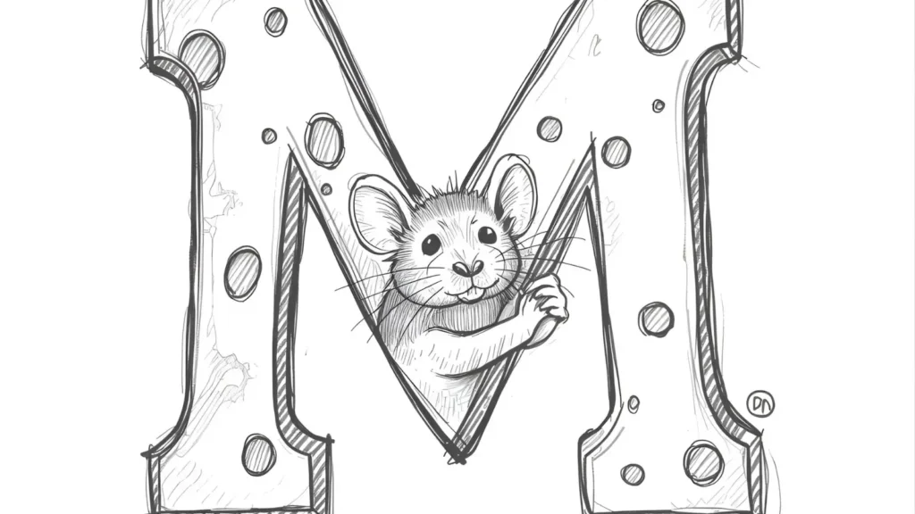 M is for Mouse Alphabet Coloring Pages 
