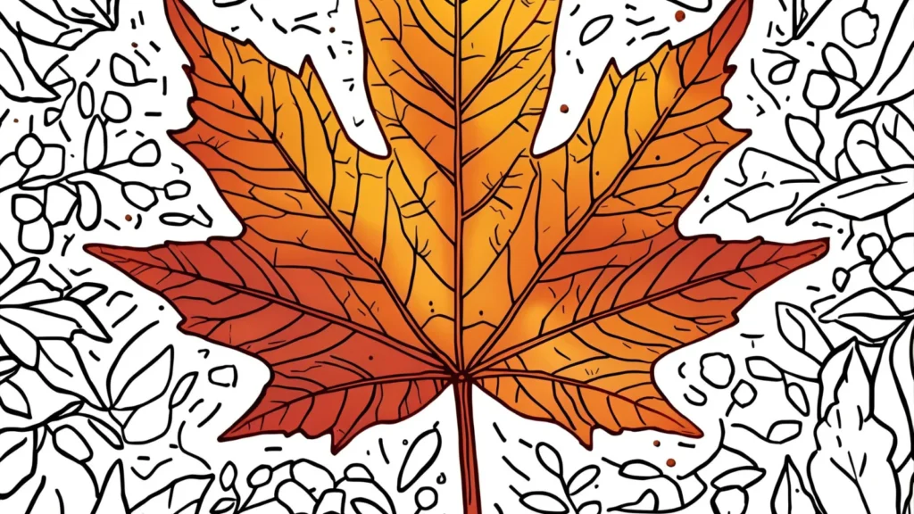 Maple Leaf Autumn Coloring Pages
