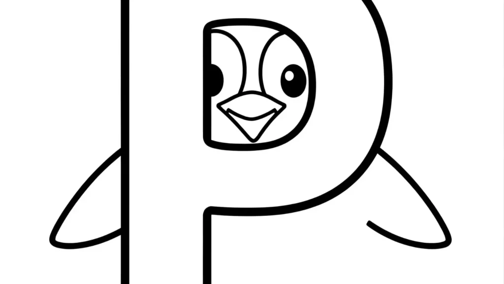P is for Penguin Alphabet Coloring Pages