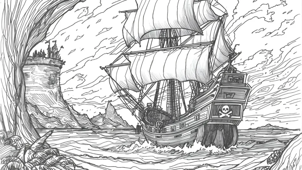 Pirate Beach Coloring Pages