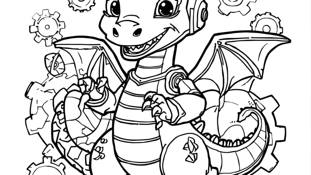 Robot Dragon Coloring Page