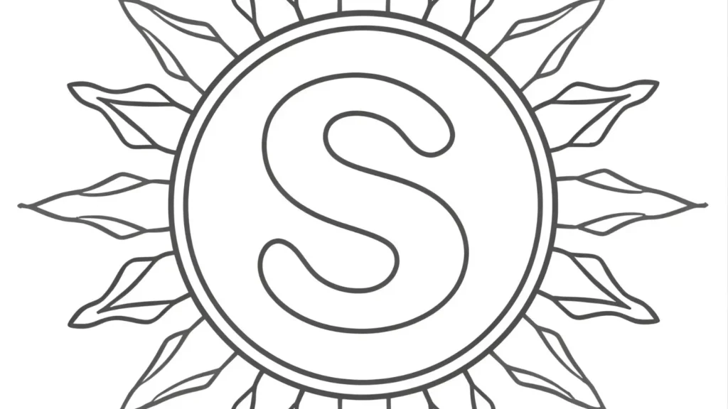 S is for Sun Alphabet Coloring Pages ☀️