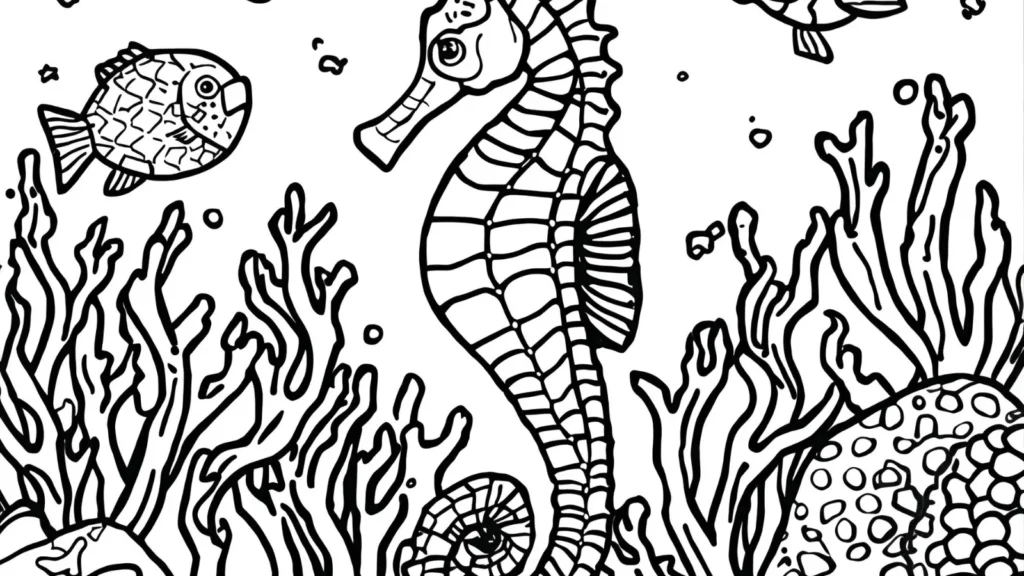 Seahorse Beach Coloring Pages 