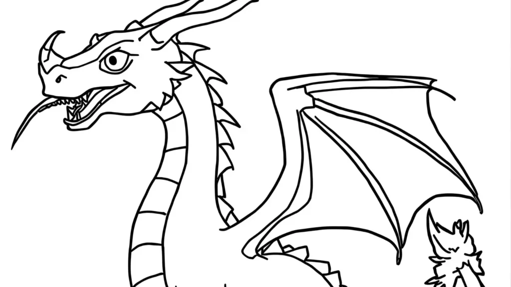 Simple Line Art Dragon Coloring Page